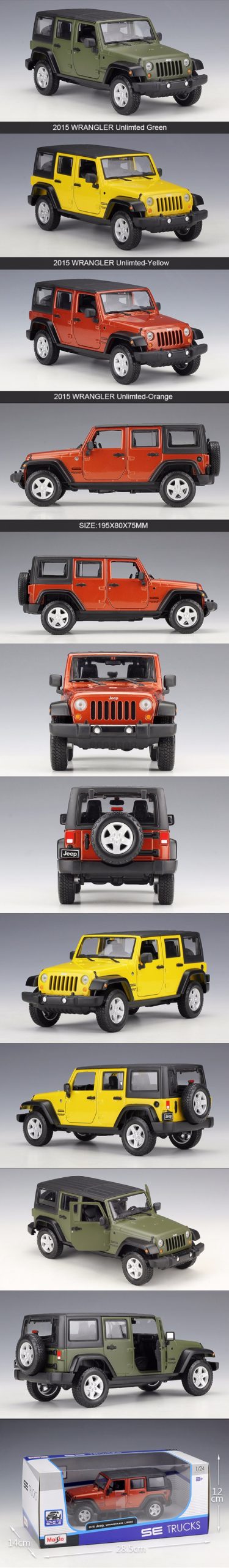 Maisto 1:24 Diecast Model SUV 2015 WRANGLER Unlimted Alloy Car Metal Toys gift modified car simulation model For Collection