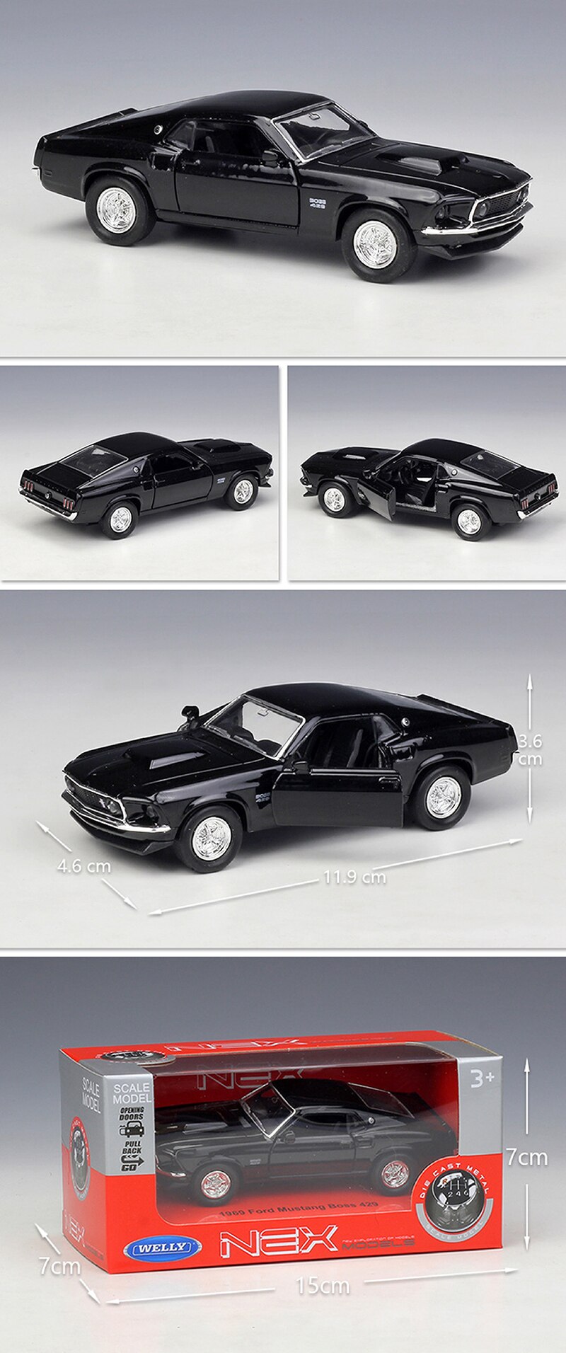 1:36 Diecast Models 1969 Mustang Boss 429 Coupe Model Toys Alloy Car Diecast Metal Pull Back Car Toy For Gift Collection 1:36 Diecast Models 1969 Mustang Boss 429 Coupe Model Toys Alloy Car Diecast Metal Pull Back Car Toy For Gift Collection