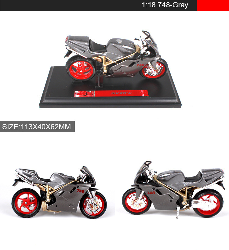 Maisto 1:18 Motorcycle Models DMH 1098S 748 S4 Miniature Race Model Bike Base Diecast Moto Children Toy For Gift Collection