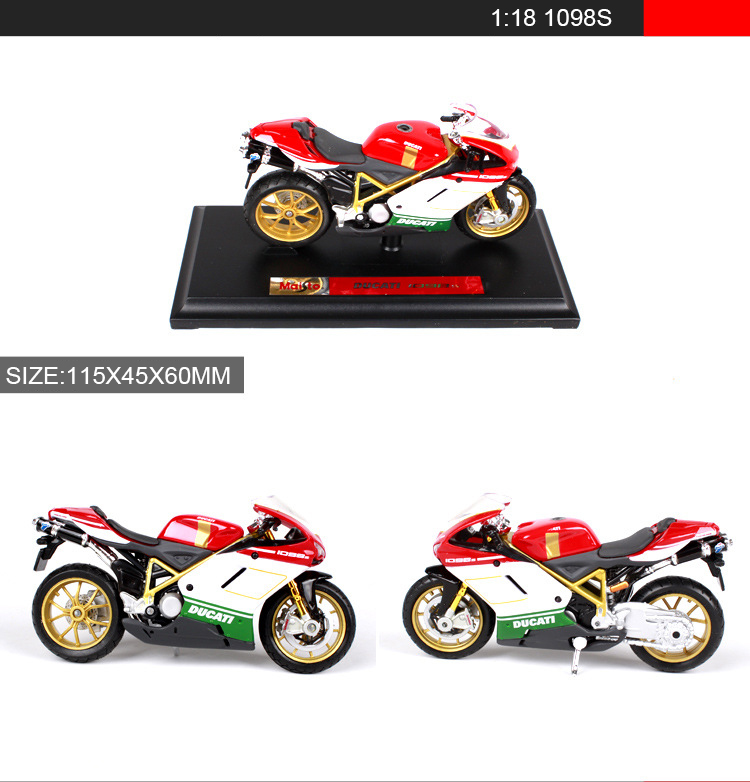 Maisto 1:18 Motorcycle Models DMH 1098S 748 S4 Miniature Race Model Bike Base Diecast Moto Children Toy For Gift Collection