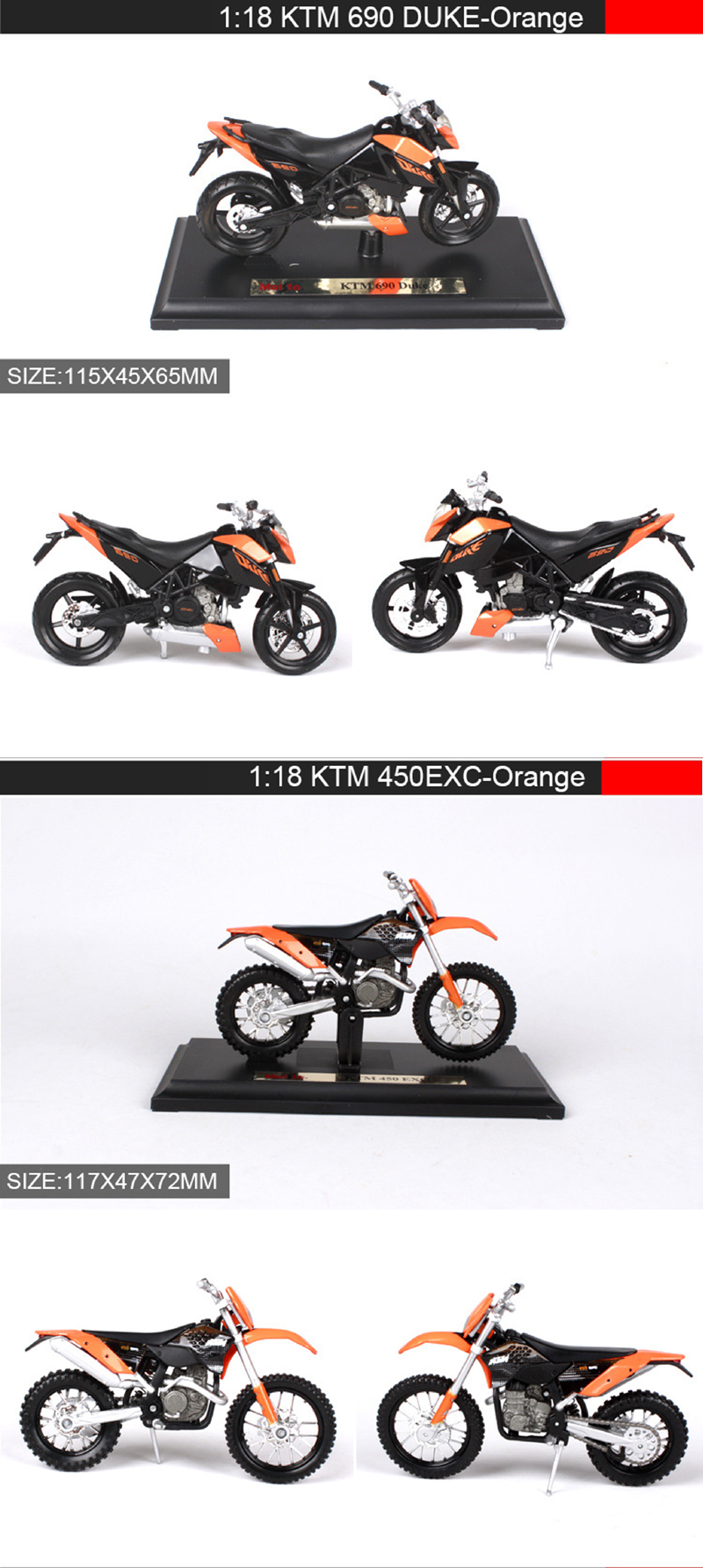 Maisto 1:18 Motorcycle Models KTM 690 DUKE Race Model Bike Base Mini Diecast Model Children Toy For Gift Collection
