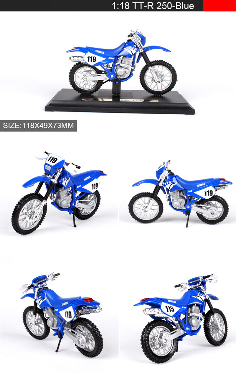 Maisto 1:18 Motorcycle Models YZF-R1 YZF-R7 ROAD STAR TT-R 250 Race Model Base Diecast Moto Children Toy For Gift Collection