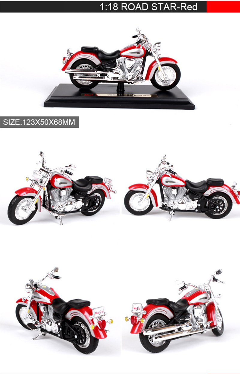 Maisto 1:18 Motorcycle Models YZF-R1 YZF-R7 ROAD STAR TT-R 250 Race Model Base Diecast Moto Children Toy For Gift Collection