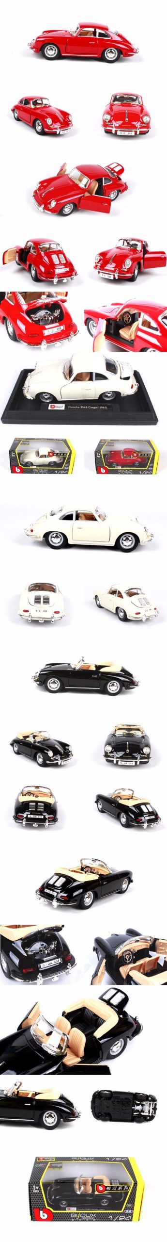 Bburago 1:24 Diecast Model 1961 356B Coupe Cabriolte Alloy Car Metal Toys gift modified car simulation model For Collection Bburago 1:24 Diecast Model 1961 356B Coupe Cabriolte Alloy Car Metal Toys gift modified car simulation model For Collection
