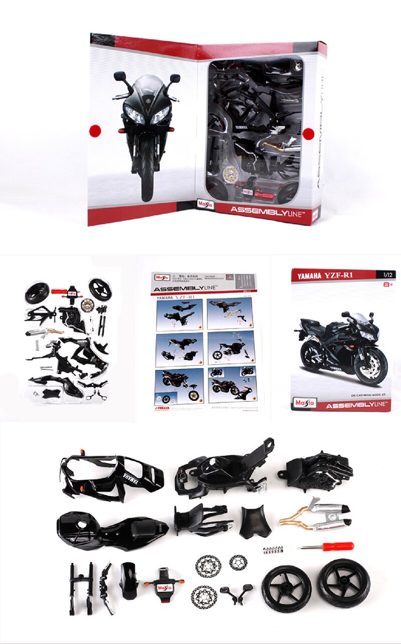 MAISTO YZF-R1 Motorcycle Model Kit 1:12 scale metal Assembly DIY Motorcycle Bike Model Kit Toy For Gift Collection