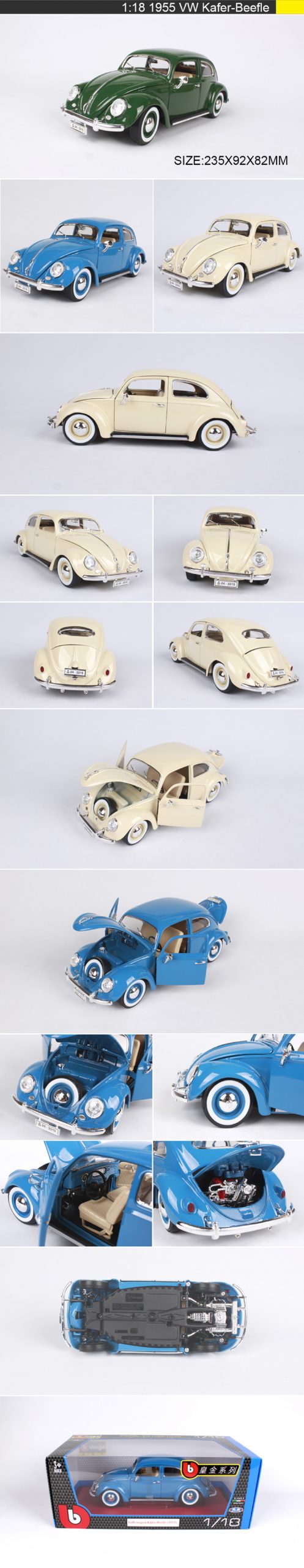 1:18 diecast Car 1955 VW Kafer-Beefle Classic Cars 1:18 Alloy Car Metal Vehicle Collectible Models toys For Gift Collection 1:18 diecast Car 1955 VW Kafer-Beefle Classic Cars 1:18 Alloy Car Metal Vehicle Collectible Models toys For Gift Collection