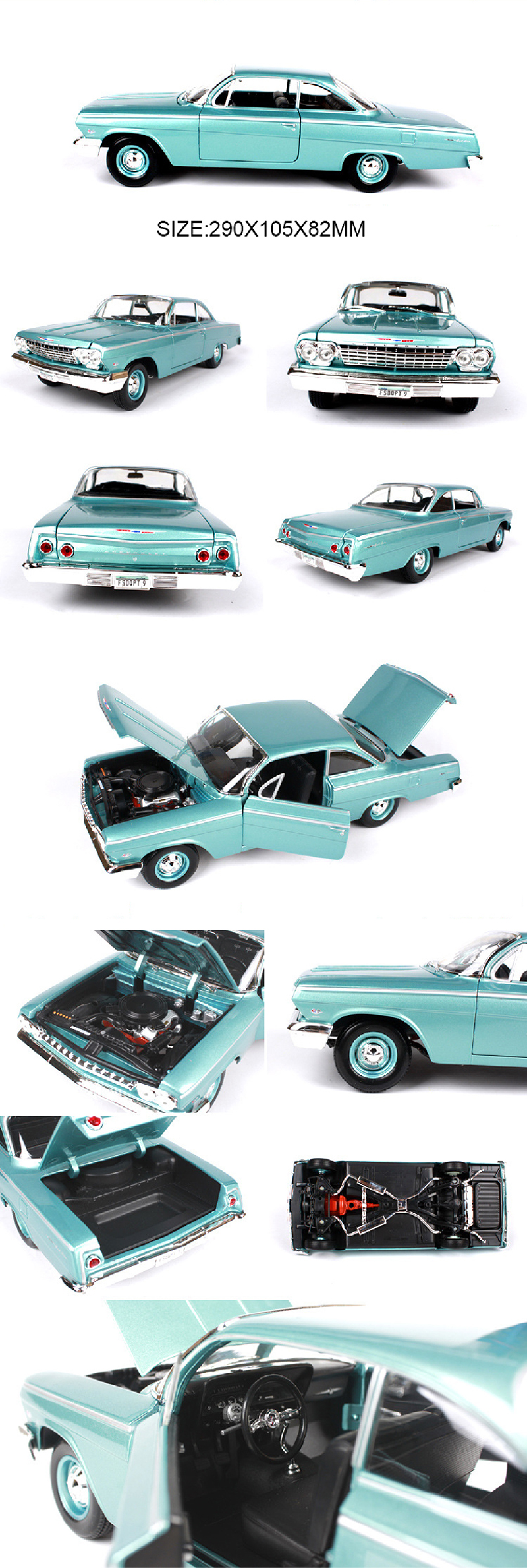 Maisto 1:18 diecast Car Chevy 1962 Bel Air Blue Muscle Cars 1:18 Alloy Car Metal Vehicle Collectible Models toys For Gift