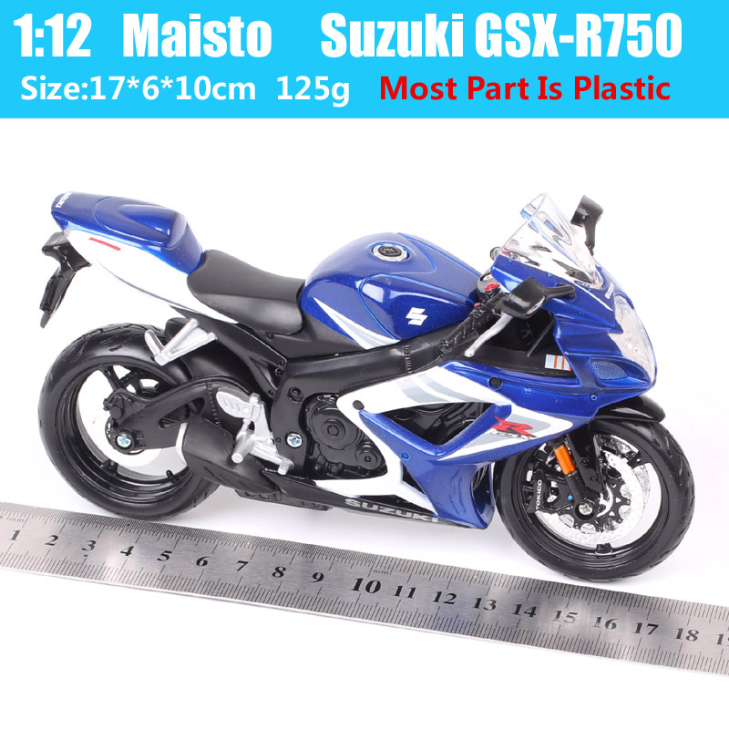 Masito 1:12 Scale Suzuki GSX-R750 Diecast Model Motorcycle Racer Diecasts & Toy Vehicles Sports Moto Bike Gixer Kids Toy Replica