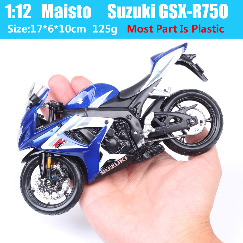 Masito 1:12 Scale Suzuki GSX-R750 Diecast Model Motorcycle Racer Diecasts & Toy Vehicles Sports Moto Bike Gixer Kids Toy Replica