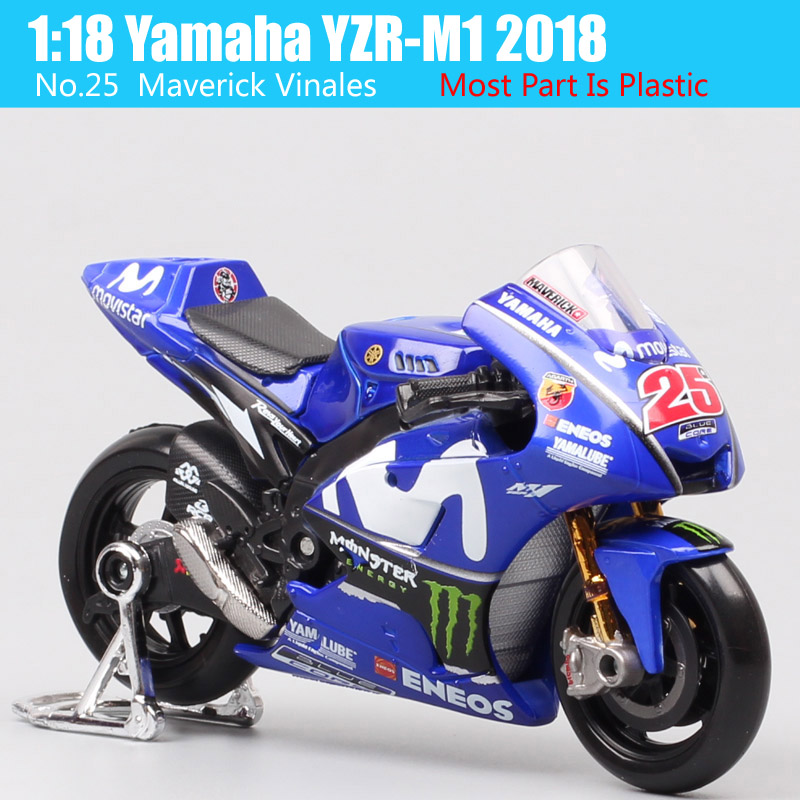 Maisto 1/18 Scale 2018 Yamaha YZR-M1 #25 Racer Maverick Vinales Moto Racing Motorcycle Diecasts & Toy Vehicles GP Bike Model Toy