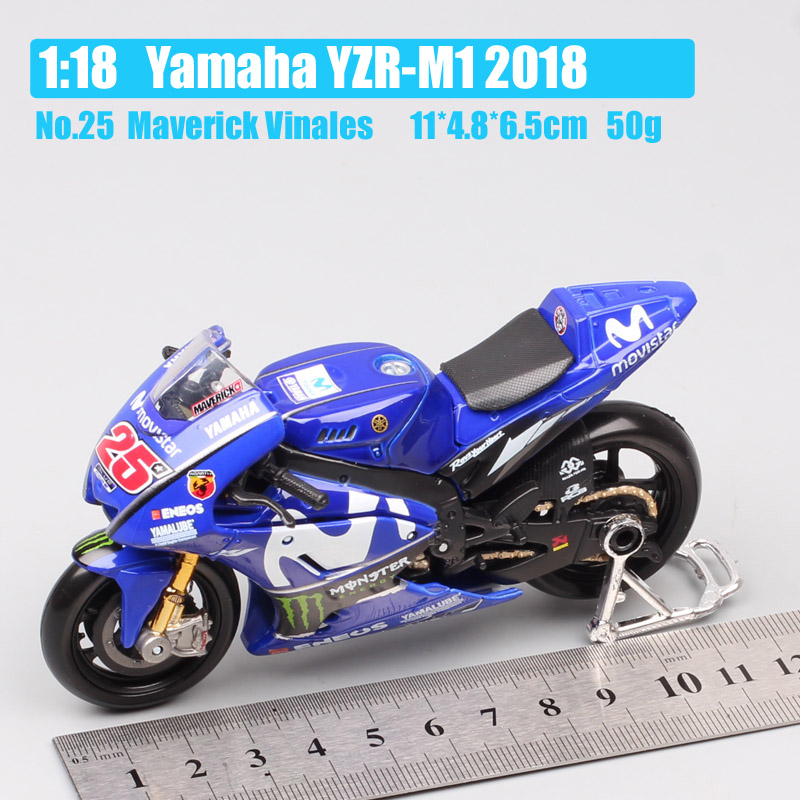 Maisto 1/18 Scale 2018 Yamaha YZR-M1 #25 Racer Maverick Vinales Moto Racing Motorcycle Diecasts & Toy Vehicles GP Bike Model Toy