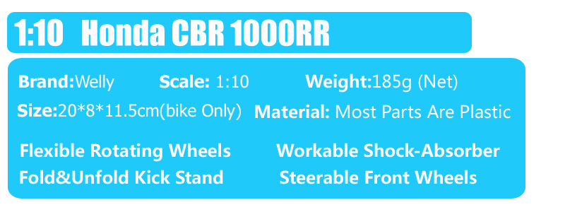 Welly 1/10 large big scales Honda CBR 1000RR Fireblade motorcycle Diecasts & Toy Vehicles sport moto bike models toys miniature