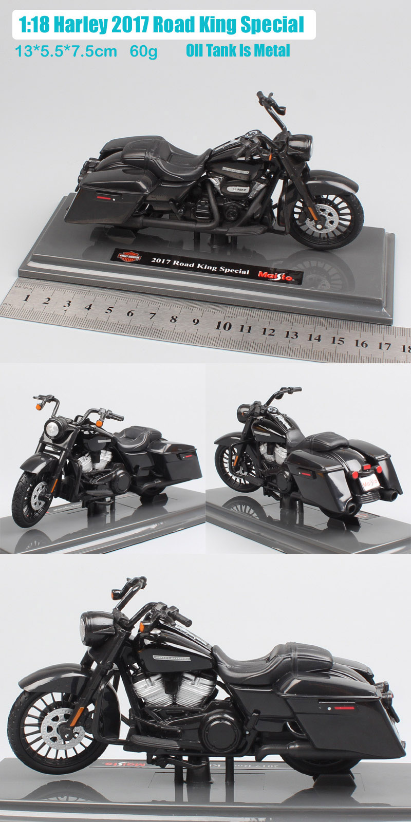 1/18 Scale Maisto FLHR Road King Diecast Model Street Bob Motorcycle Cruiser K Model Touring Night Train Bike Breakout Duo Toys