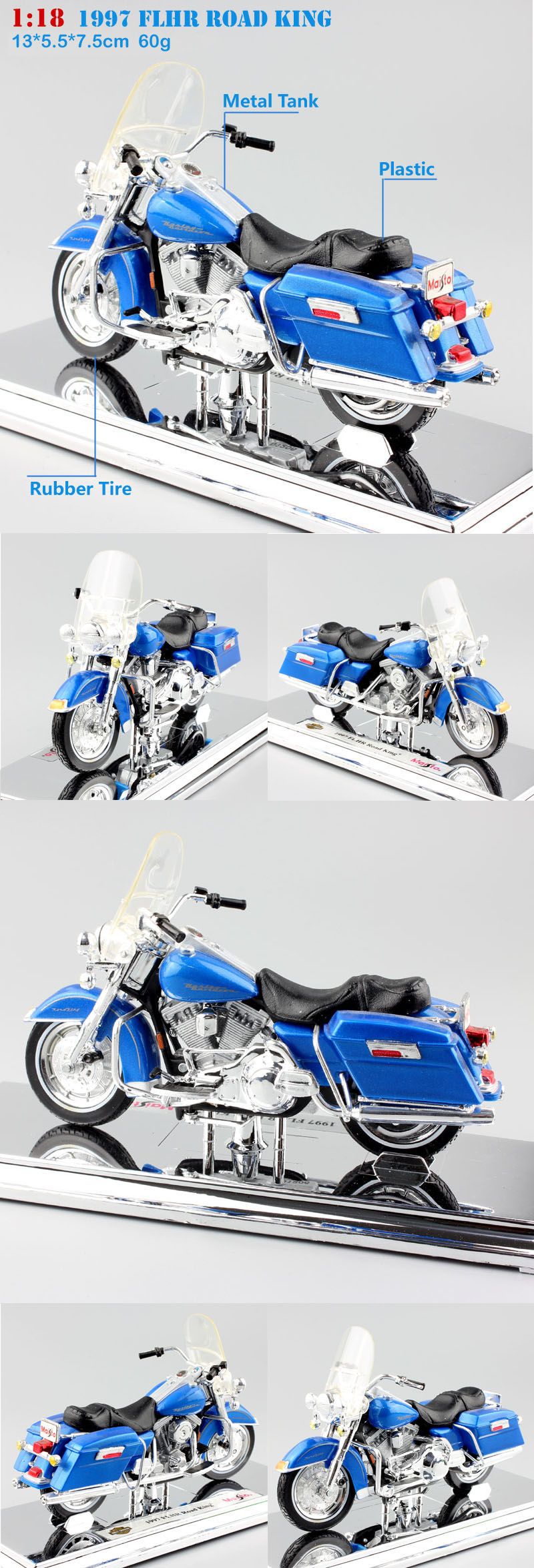 1/18 Scale Maisto FLHR Road King Diecast Model Street Bob Motorcycle Cruiser K Model Touring Night Train Bike Breakout Duo Toys