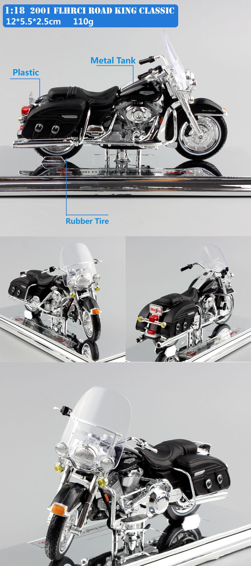 1/18 Scale Maisto FLHR Road King Diecast Model Street Bob Motorcycle Cruiser K Model Touring Night Train Bike Breakout Duo Toys