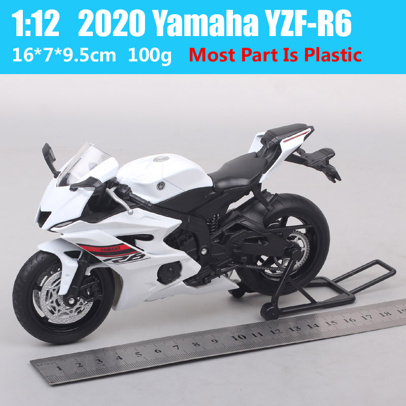 1:12 Scale Welly 2020 Yamaha YZF-R6 R6 Motorcycle Vehicle Racing Motorbike Model Toy Supersport Of Boy Children's Gift Miniature