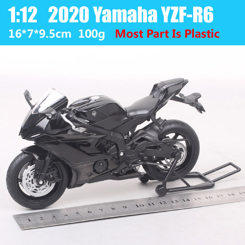 1:12 Scale Welly 2020 Yamaha YZF-R6 R6 Motorcycle Vehicle Racing Motorbike Model Toy Supersport Of Boy Children's Gift Miniature