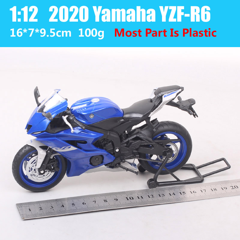 1:12 Scale Welly 2020 Yamaha YZF-R6 R6 Motorcycle Vehicle Racing Motorbike Model Toy Supersport Of Boy Children's Gift Miniature