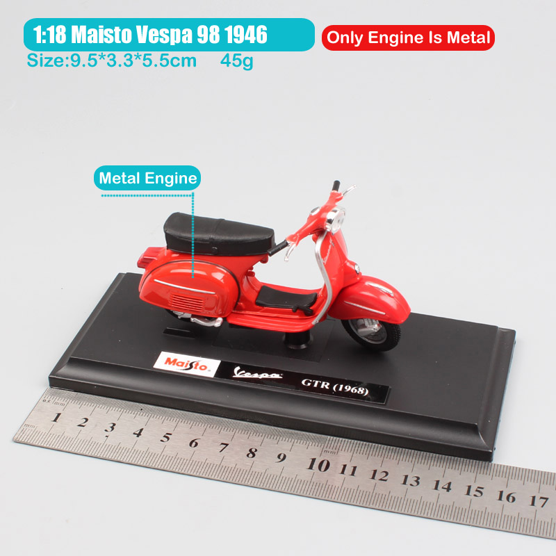 Kid 1/18 scale vintage maisto Piaggio Vespa GTR 1968 125 motor scooter motorcycle motorbike diecast toy model for boy collection