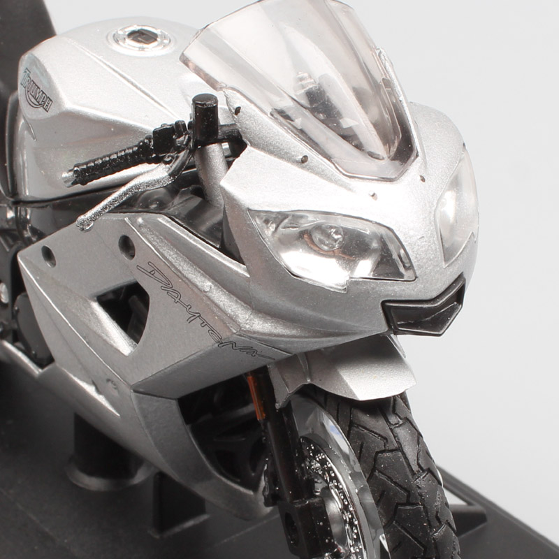 1:18 Scale Mini Welly 2004 Triumph Daytona 600 Motorcycle Modeling thumbnails Sport Cycle bike Toys For Children Boys Silver