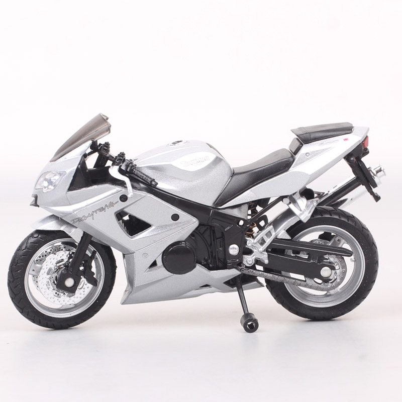 1:18 Scale Mini Welly 2004 Triumph Daytona 600 Motorcycle Modeling thumbnails Sport Cycle bike Toys For Children Boys Silver