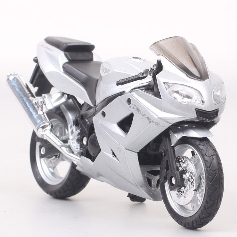 1:18 Scale Mini Welly 2004 Triumph Daytona 600 Motorcycle Modeling thumbnails Sport Cycle bike Toys For Children Boys Silver