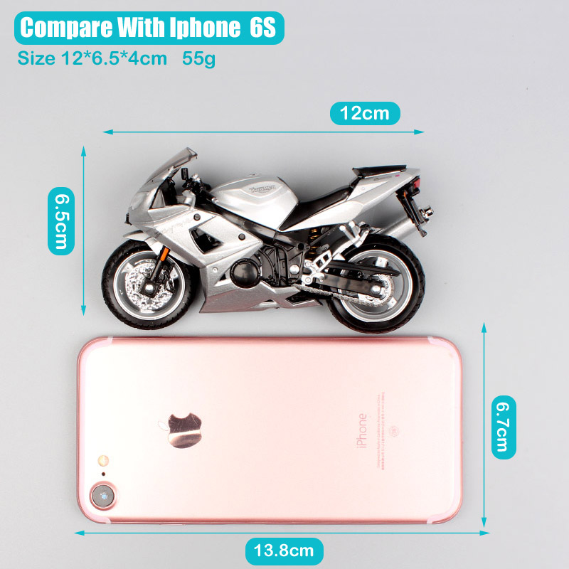 1:18 Scale Mini Welly 2004 Triumph Daytona 600 Motorcycle Modeling thumbnails Sport Cycle bike Toys For Children Boys Silver