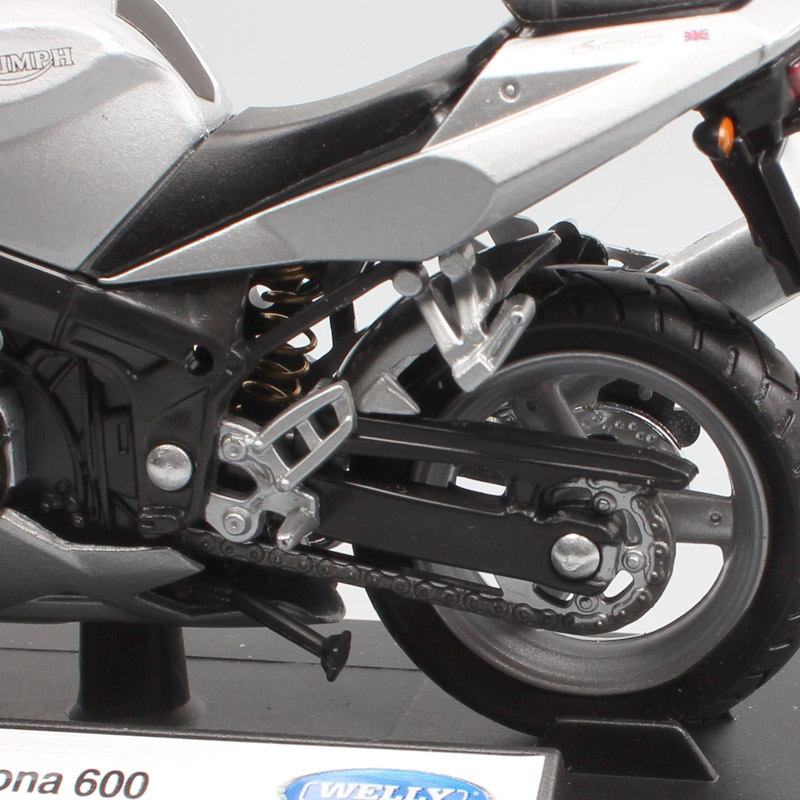1:18 Scale Mini Welly 2004 Triumph Daytona 600 Motorcycle Modeling thumbnails Sport Cycle bike Toys For Children Boys Silver