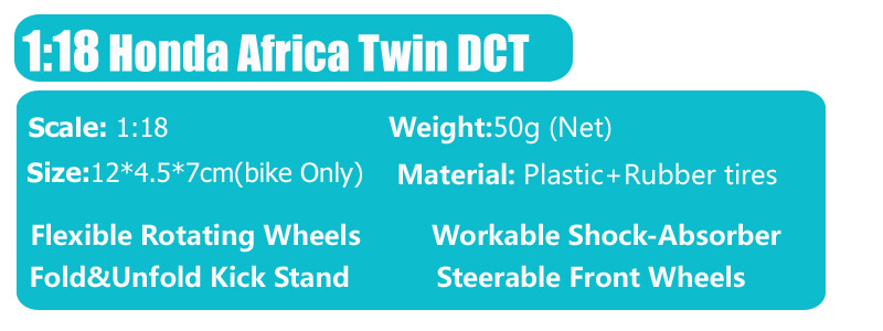 1:18 scale Maisto honda CRF1000L Africa Twin DCT 2016 adventure sport diecast motorcycle toy model off-road bike vehicle replica