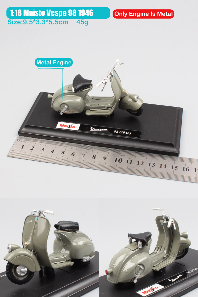 1:18 scale Piaggio Vespa Scooter 98 PK 125 GTR P150X 300 MP5 Primavera GTS motorcycle moto bike diecast vehicles toys model kids