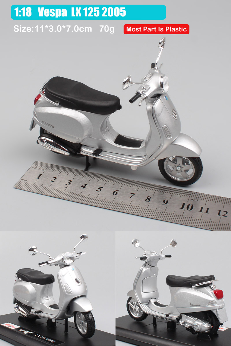 1:18 scale Piaggio Vespa Scooter 98 PK 125 GTR P150X 300 MP5 Primavera GTS motorcycle moto bike diecast vehicles toys model kids
