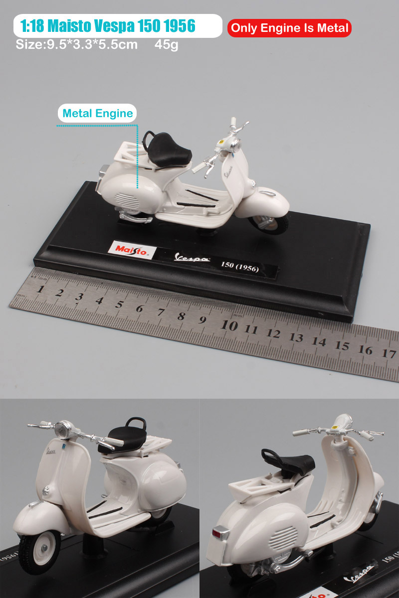 1:18 scale Piaggio Vespa Scooter 98 PK 125 GTR P150X 300 MP5 Primavera GTS motorcycle moto bike diecast vehicles toys model kids