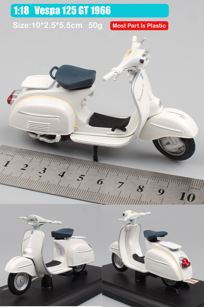 1:18 scale Piaggio Vespa Scooter 98 PK 125 GTR P150X 300 MP5 Primavera GTS motorcycle moto bike diecast vehicles toys model kids