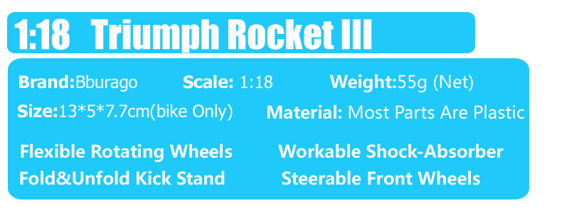 1/18 scale bburago Triumph Rocket 3 Trident cruiser motorcycle Diecasts & Toy Vehicles toy tour bike Roadster moto bike kids boy 1/18 scale bburago Triumph Rocket 3 Trident cruiser motorcycle Diecasts & Toy Vehicles toy tour bike Roadster moto bike kids boy