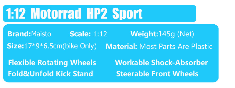 Maisto 1/12 scale HP2 Sport Motorrad cycle vehicles diecast motorcycles moto sport bike model Toy thumbnails of kid's boys cars
