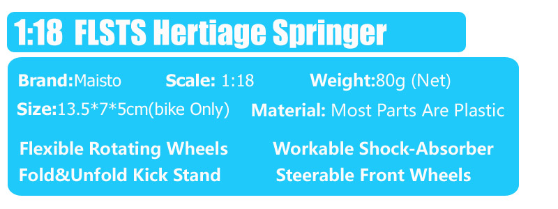 1/18 Scale Maisto retro 1998 FLSTS Heritage Springer Softail old boy motor bike Diecasts & Toy Vehicles model motorcycle toy car