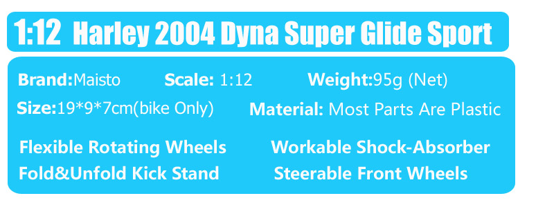 1/12 Scale Maisto 2004 DYNA SUPER GLIDE SPORT FXDX motorbike Diecast model motorcycle toy souvenir gift miniatures collector kid