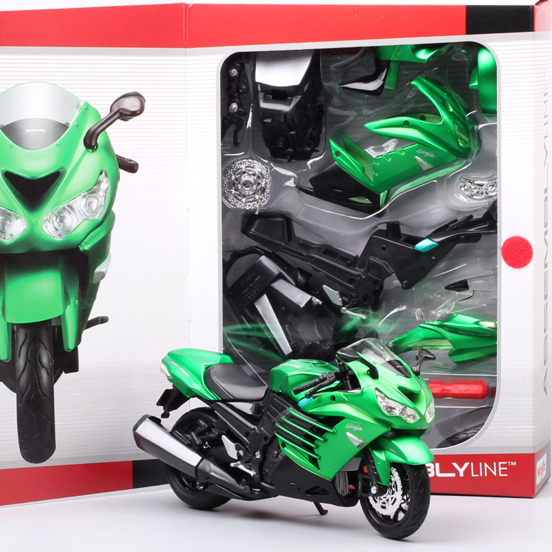 Maisto Assembly line 1:12 scale kit set the Kawasaki Ninja ZX-14 Motorcycle model ZZR1400 Diecasts & Toy Vehicles bike DIY boys