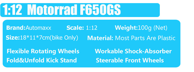 1:12 scale classic automaxx Motorrad F650GS motorcycle Diecasts & Toy Vehicles model f650 motorbike for baby boys collectibles