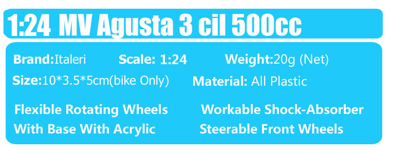1 24 Scale Vintage Italeri MV Agusta 500cc World Champion 1967 Rider #1 G Agostini Diecast Motorcycle Model Toy Bike Acrylic Box 1 24 Scale Vintage Italeri MV Agusta 500cc World Champion 1967 Rider #1 G Agostini Diecast Motorcycle Model Toy Bike Acrylic Box