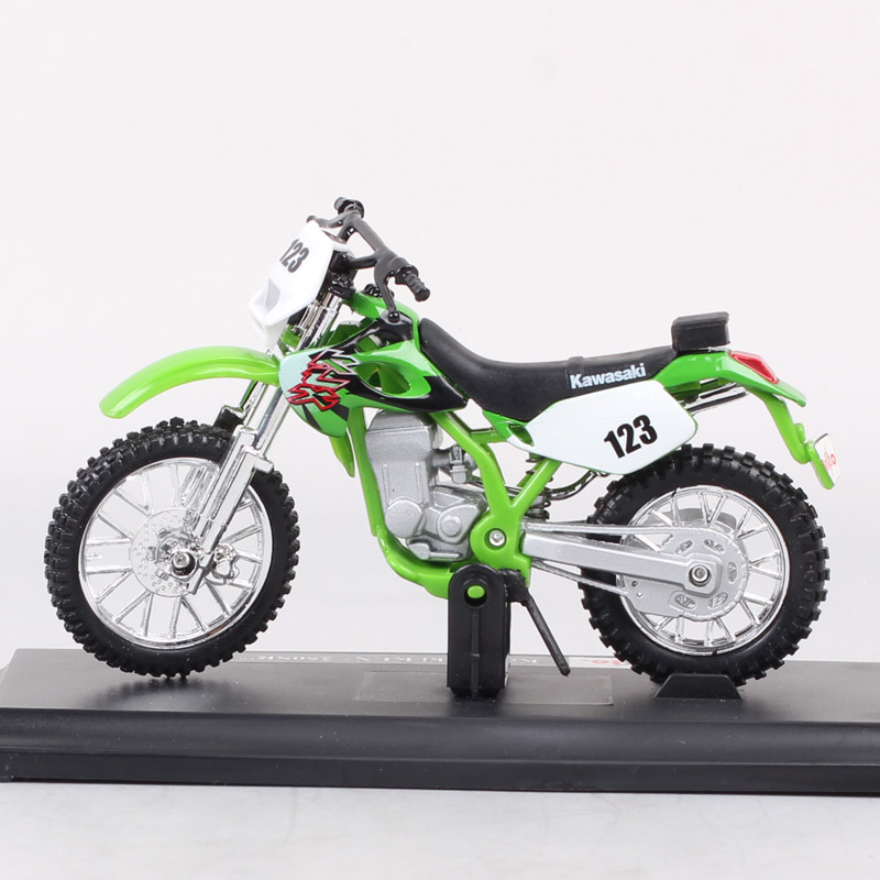 Boys 1:18 Scale Maisto Kawasaki KLX250SR #123 Enduro Bike Sport Dirt Diecast Motorcycle Toy Models Vehicle Off Road Moto Racing