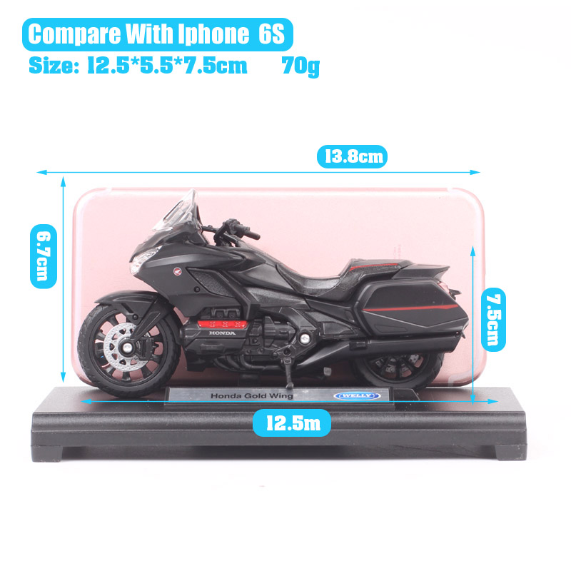 1/18 Scale Small Welly 2020 Honda Gold Wing Cruiser Bike Model Diecast Toy Vehicle Touring Motorcycle Toy Of Collectible Boys
