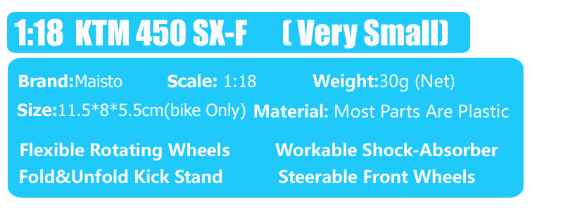 1/18 Scale Mini Maisto SXF 450 SX-F Motocross Diecasts & Toy Vehicles Miniatures Offroad Dirt Bike Enduro Racing Motorbike Gifts