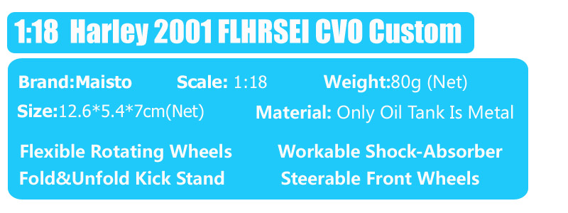 1:18 scale maisto 2001 FLHRSEI CVO Custom Road King Cruiser bike Diecast Vehicle street motorcycle toy Replicas of kids gifts 1:18 scale maisto 2001 FLHRSEI CVO Custom Road King Cruiser bike Diecast Vehicle street motorcycle toy Replicas of kids gifts
