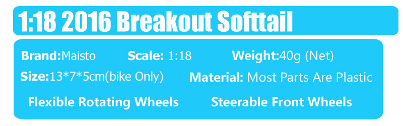 1/18 scales maisto 2016 HD Breakout softail motorcycle Diecast Vehicle toy miniatures for children's collection sports bike red