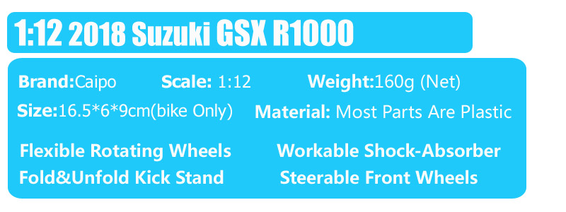 Kids 1/12 Scale 2018 Suzuki GSX-R1000 Sports Racing Motorcycle model Diecasts & Toy Vehicles moto bikes toy Replicas Gift Stand Kids 1/12 Scale 2018 Suzuki GSX-R1000 Sports Racing Motorcycle model Diecasts & Toy Vehicles moto bikes toy Replicas Gift Stand