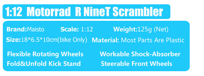 classic Maisto 1:12 scale Motorrad R NineT Scrambler retro roadster vehicles diecast motorcycles moto sport bike model Toy child