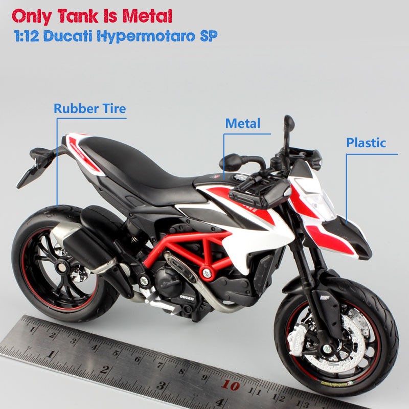Maisto 1/12 Scale Ducati Hypermotaro 1100 EVO Corse Supermotard Moto bike Track Diecast Model Motorcycles Toy Kids Gift Replicas