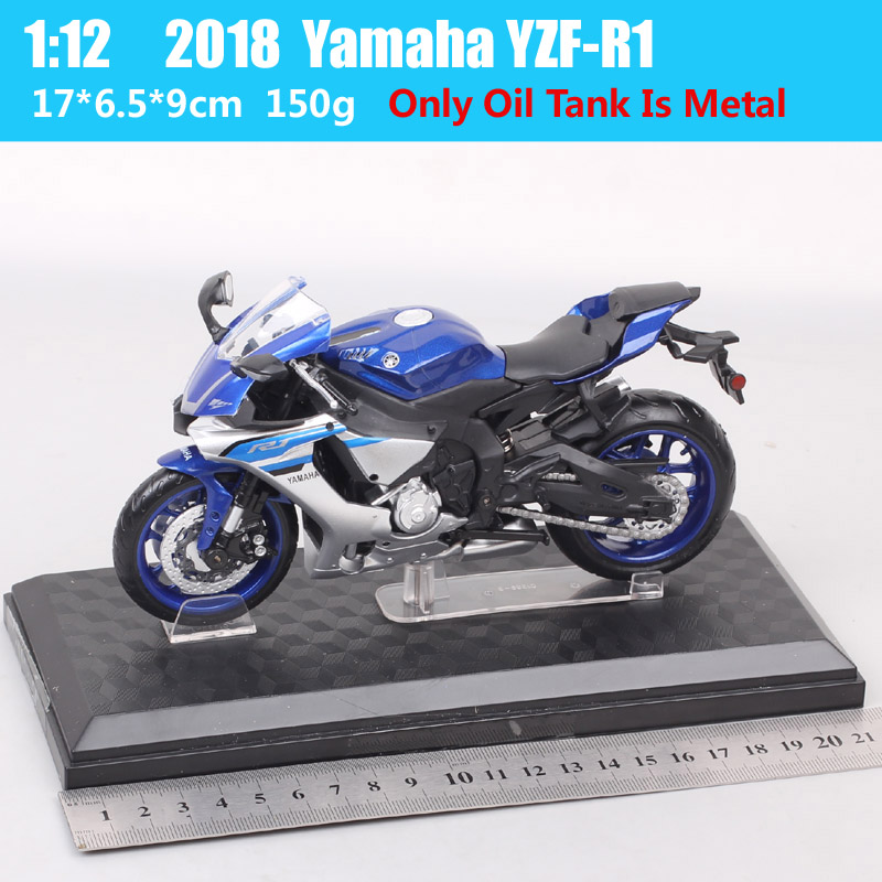 1:12 Scale 2018 Yamaha YZF-R1 Road Rider Motorcycle model Diecast Toy Vehicle Super Sports Moto Bikes Toy Of Boys Gift Souvenir