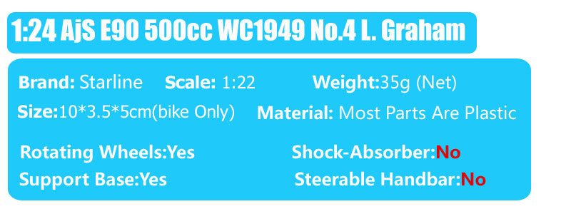 1/24 Scale Vintage Tiny Italeri 1949 AjS E90 500cc Porcupin #4 Les Graham motorcycle Diecast Toy Vehicles FIM Racing Bike Model 1/24 Scale Vintage Tiny Italeri 1949 AjS E90 500cc Porcupin #4 Les Graham motorcycle Diecast Toy Vehicles FIM Racing Bike Model